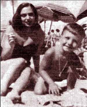 David with his mom at the beach.