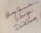 Embroidered message on the pillowcase "Always remember I love you! David Cassidy