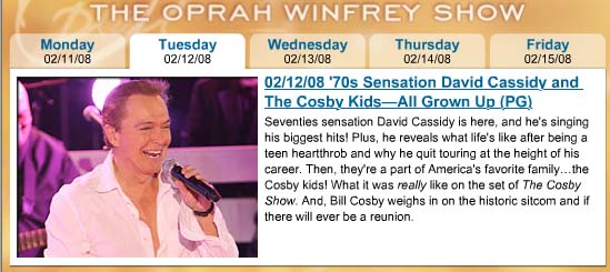 David appears on Oprah - Feb 12, 2008