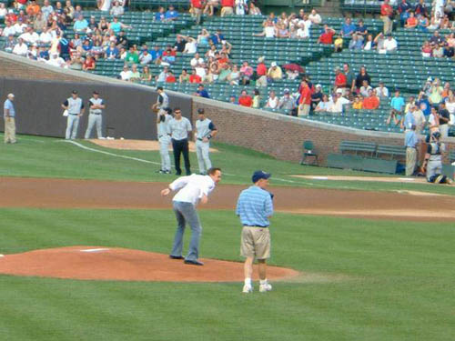 David throws the first pitch