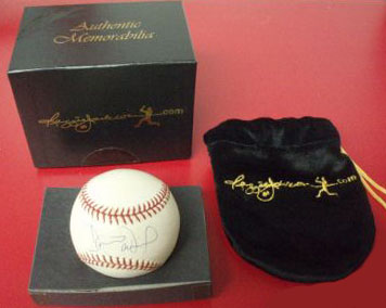 Signed Baseball, box, and felt bag