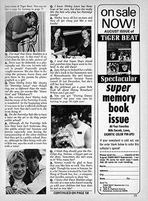 Tiger Beats Official Partridge Family Magazine - August 1971