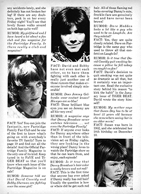 Tiger Beats Official Partridge Family Magazine - March 1971