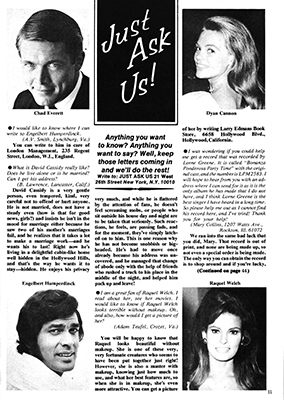 November 1971 Movieland and TV Time Magazine