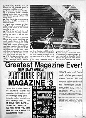 Tiger Beats Official Partridge Family Magazine - October 1971