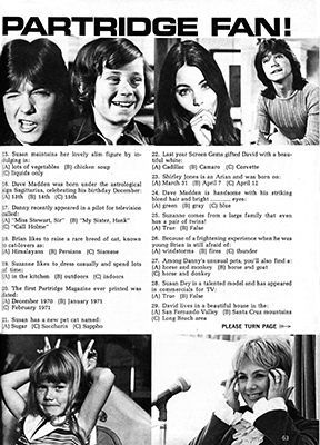 Tiger Beats Official Partridge Family Magazine - August 1972