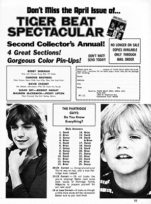 Tiger Beats Official Partridge Family Magazine - January 1972