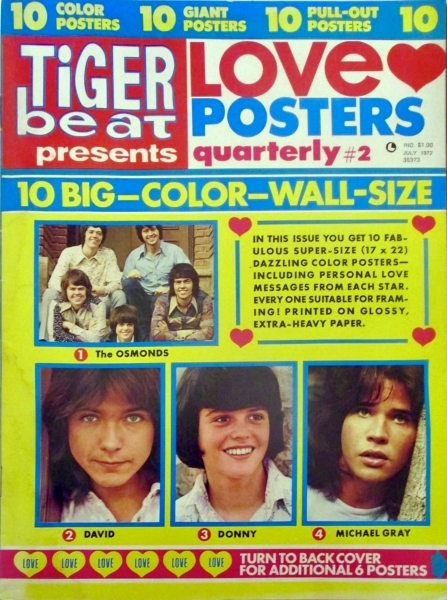 July 1972 Tiger Beat Love Posters Quarterly Magazine
