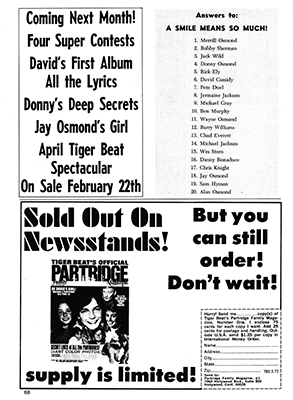 Tiger Beat Spectacular March 1972