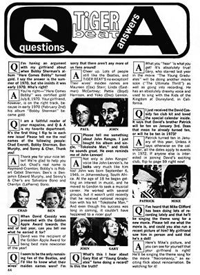 Tiger Beat October 1972