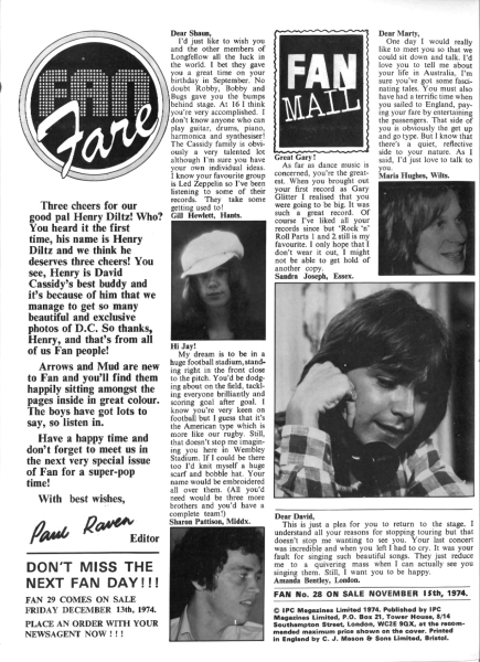 November 15, 1974 Fan Magazine page