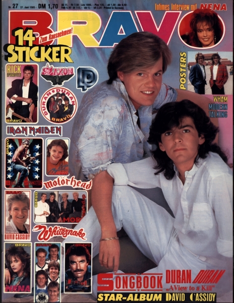 David Cassidy Bravo Magazine June 27, 1985