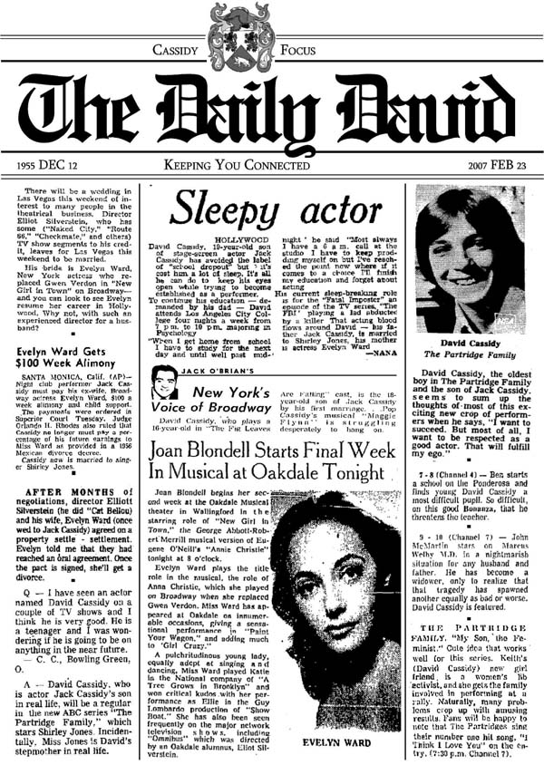 David Cassidy In Print Newspaper Articles