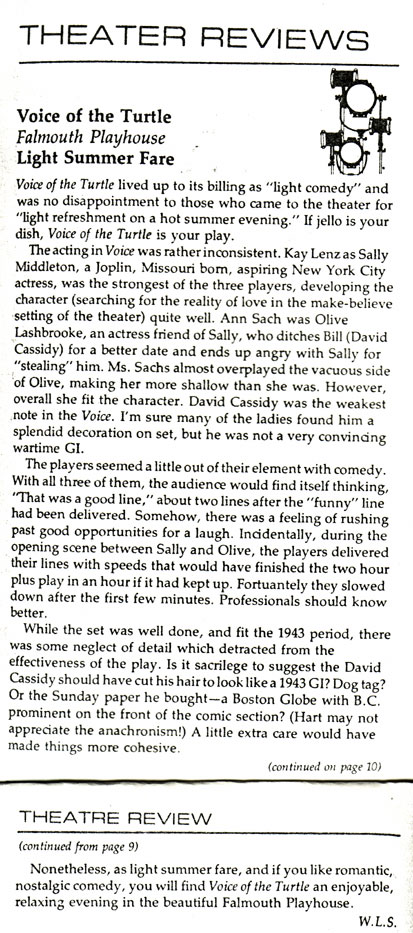 Voice Of The Turtle Review.