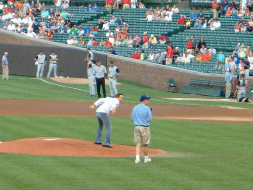 David throws the first pitch
